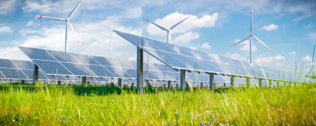 Solar farm and onshore wind turbines